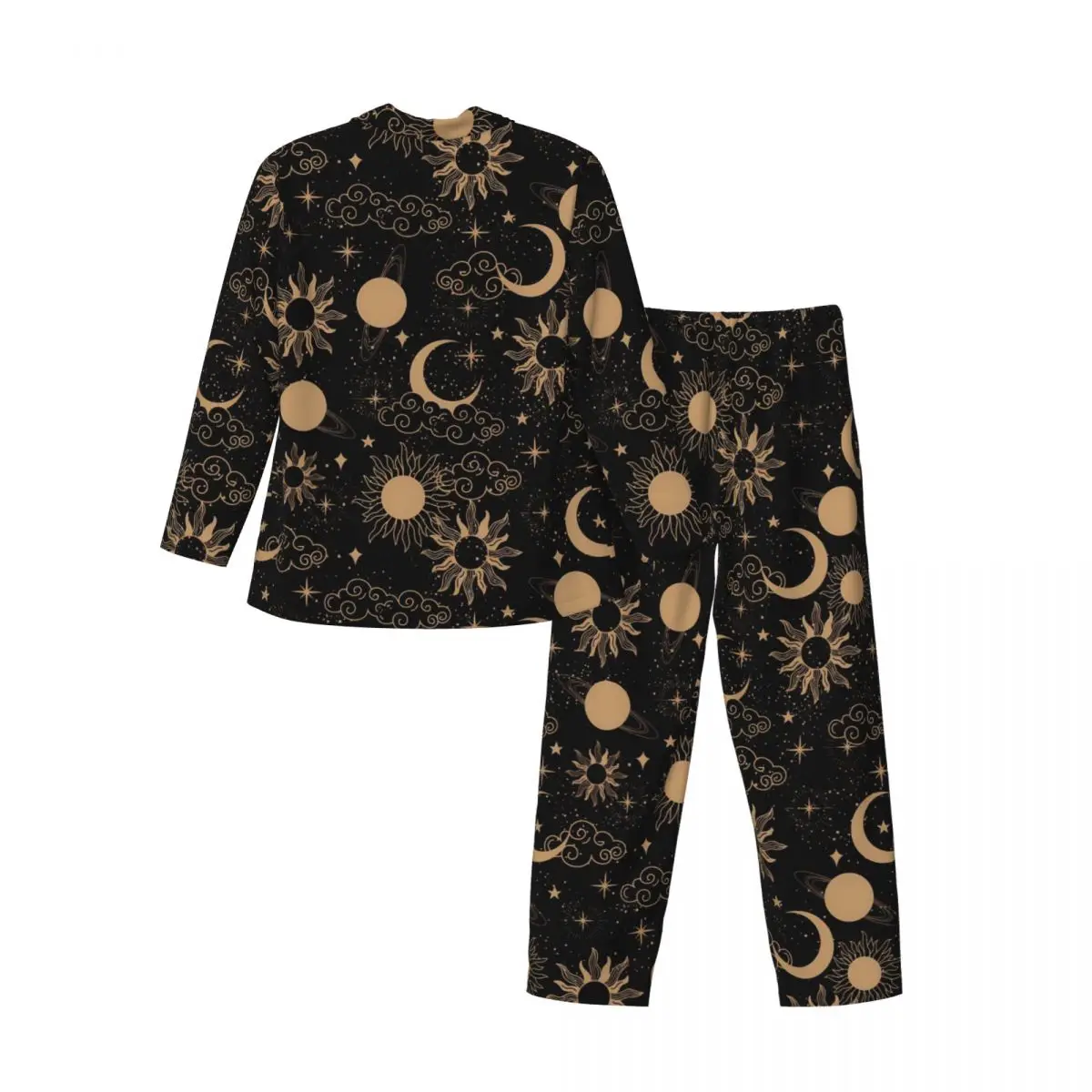 Sun Moon Galaxy Pyžamo Mužov Tretie Miesto Roztomilý Domov Sleepwear Jeseň Dvoch Kus Retro Nadrozmerné Vlastné Domáce Oblek