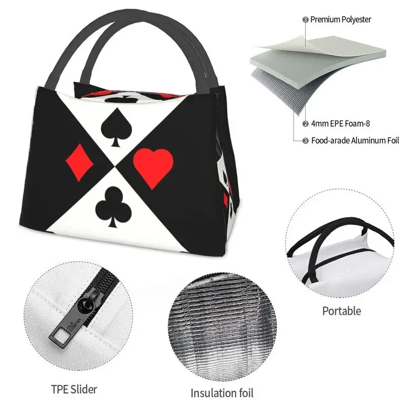 Poker Štyri Obleky Izolované Obed Tote Taška pre Ženy Kartová Hra Hráčov Resuable Chladnejšie Tepelnej Bento Box Pracovnej cesty