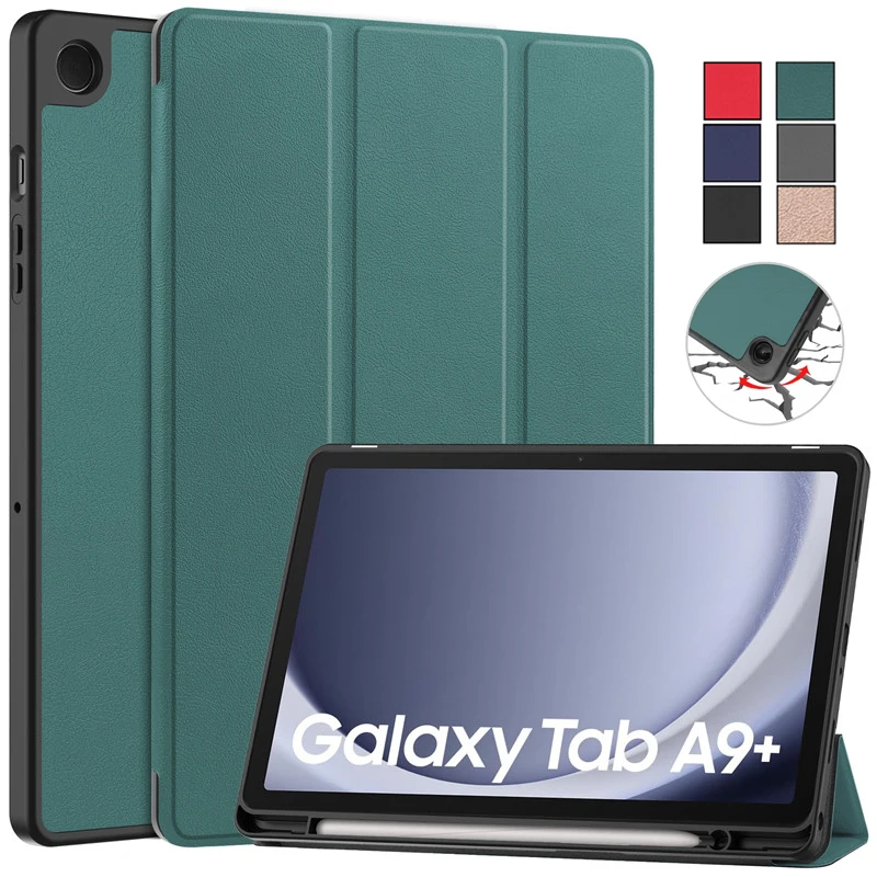 Pre Samsung Galaxy Tab A9 Plus 11 palcový Prípade Násobne PU Kožené Shockproof Kryt Pre Galaxy Tab A9 Plus Smart Case S Držiak na Pero