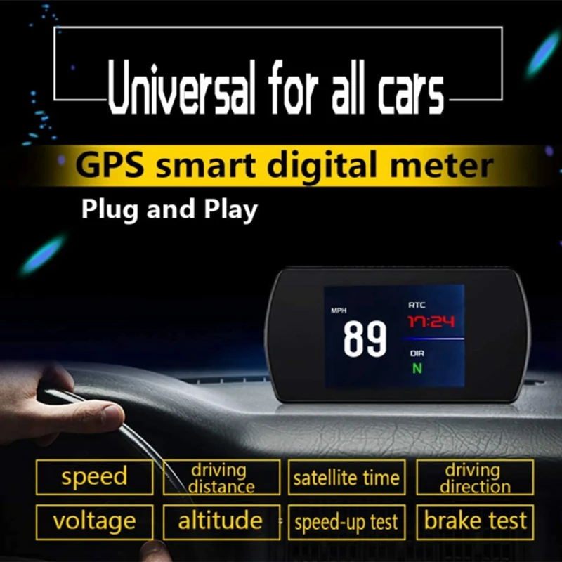 Auto HUD Head Up Displej Digitálne GPS Tachometer S Kompasom Rýchlosti Jazdy Test Alarm HD LCD Displejom Pre Všetky Vozidla