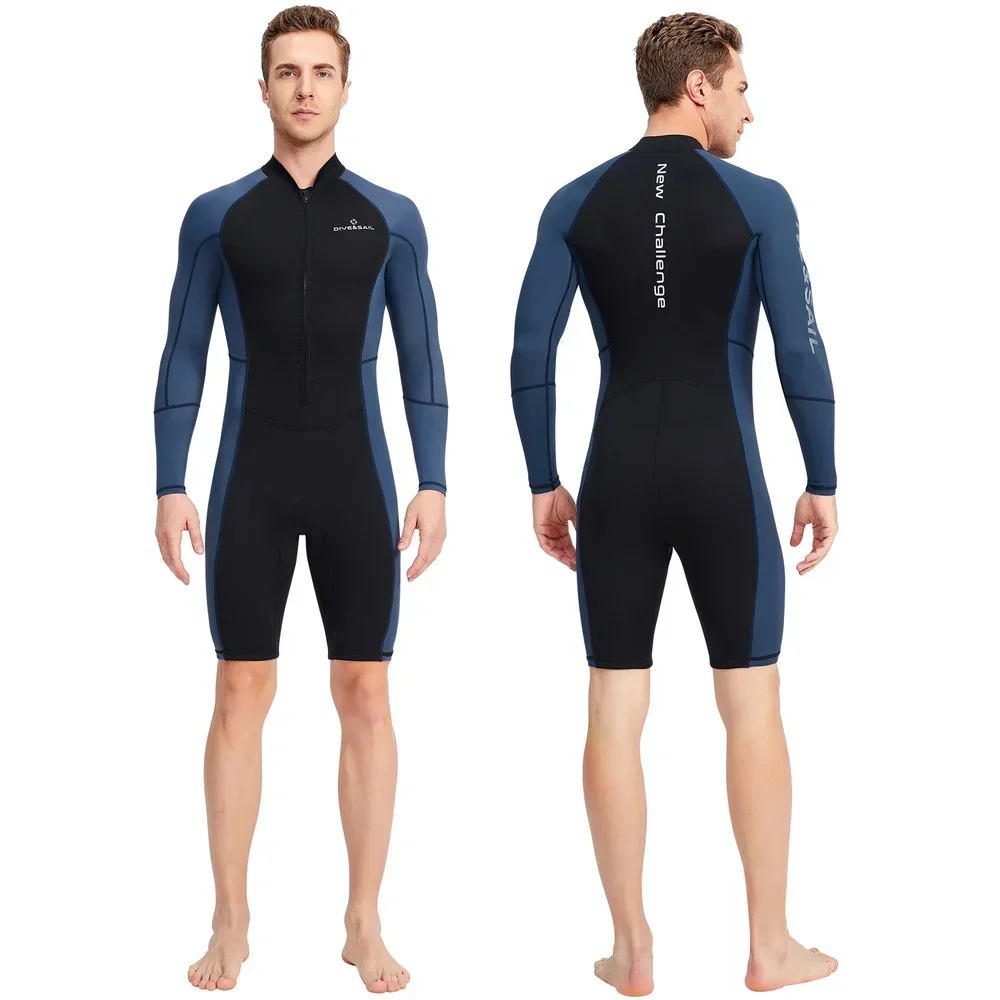 1,5 mm Neoprénová Shorty Pánske Oblek UV-odolné Predné Zip Lycra Dlhé Rukávy Potápačský Oblek pre Podvodná Šnorchlovanie, Surfovanie, Plávanie