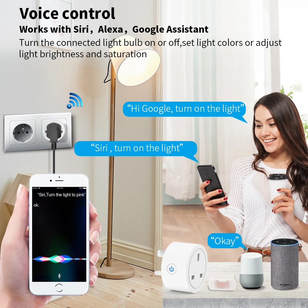 Homekit 16A UK Plug WIFI Smart Zásuvky Pripojte Adaptér, Smart Home S apple Siri Alexa domovská stránka Google cozylife