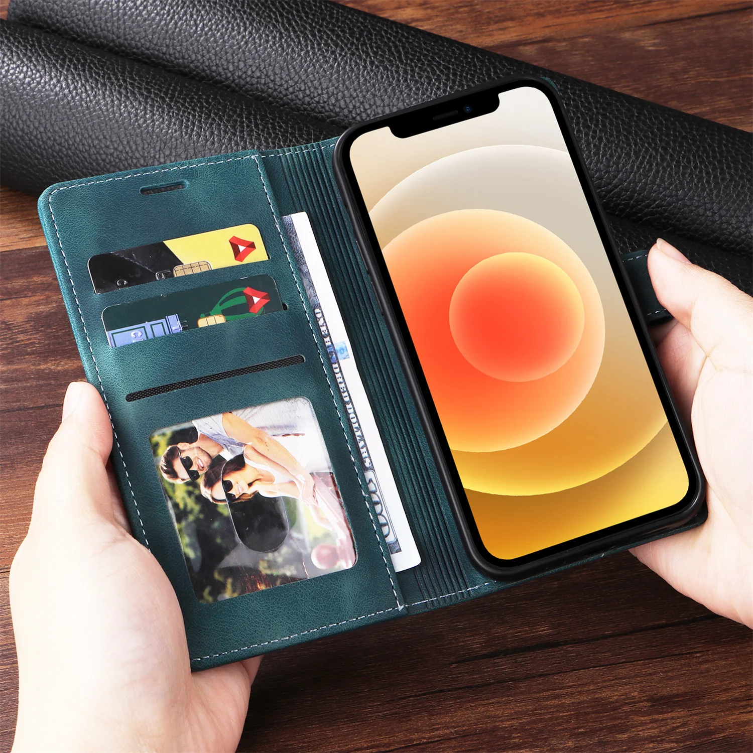 Kožené Peňaženky puzdro Pre iPhone 15 14 13 12 11 Pro XS Max XR 6 8 7 Plus Mini SE 2022 Business Magnetické Flip Karty Telefónu Taška Kryt