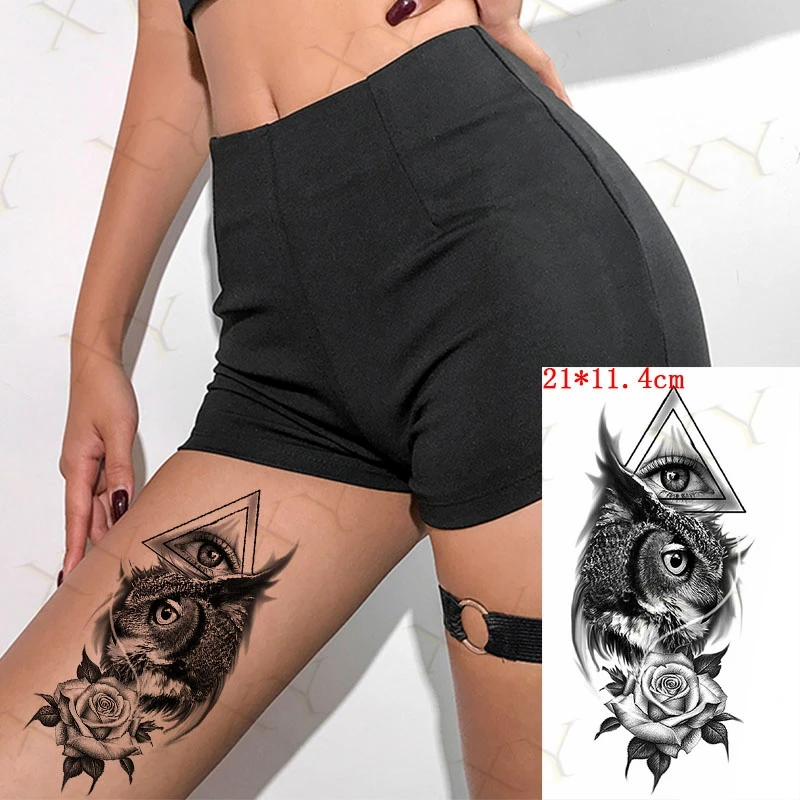 Nepremokavé Dočasné Tetovanie Nálepky Veľké Oko Sova Rose Triangle Tattoo Falošné Tetovanie Flash Rameno Nohu Tetovanie Tela Umenia pre Mužov, Ženy Chlapec