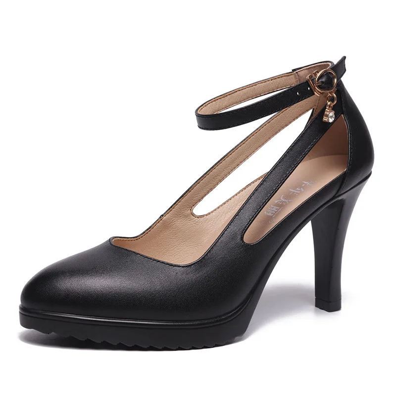 vysoko kvalitné kožené topánky pre ženy 8 cm vysokým podpätkom platformu bod prst 32 33 42 43 elegantné a módne šaty, topánky black red white