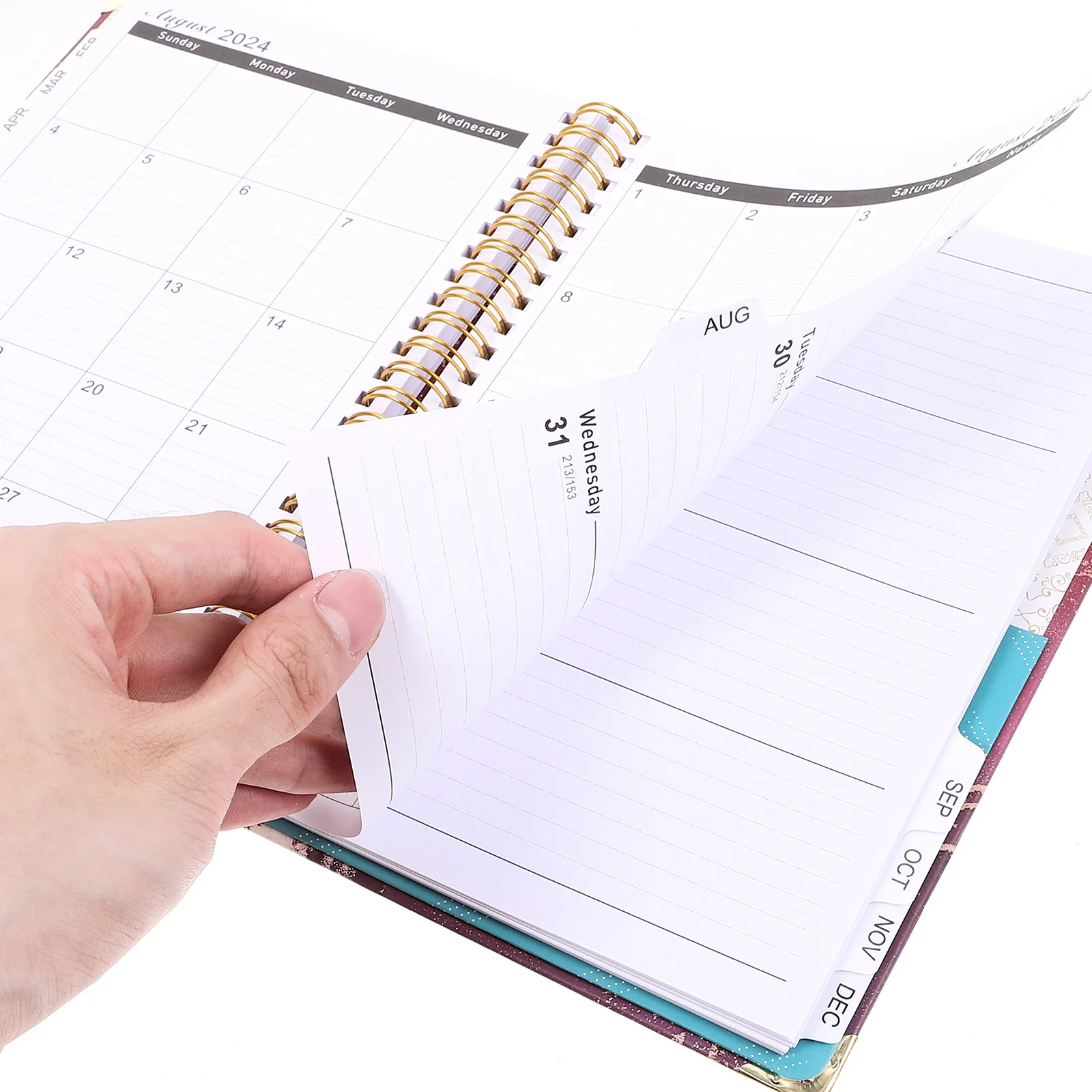 2024 Plánovač Jan-Dec 2024 Týždenný & Mesačný Plánovač, Kalendár Karty Angličtina Plánovač Notebook Twin-Wire Záväzné Špirála Plánovač