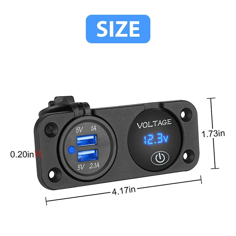 Najnovšie Dual USB Modrá LED Auto Nabíjačky, 12V Zásuvka 2 Diery Panel Prepínať Nabíjačka+Voltmeter Monitor Automobilových Náhradných Dielov