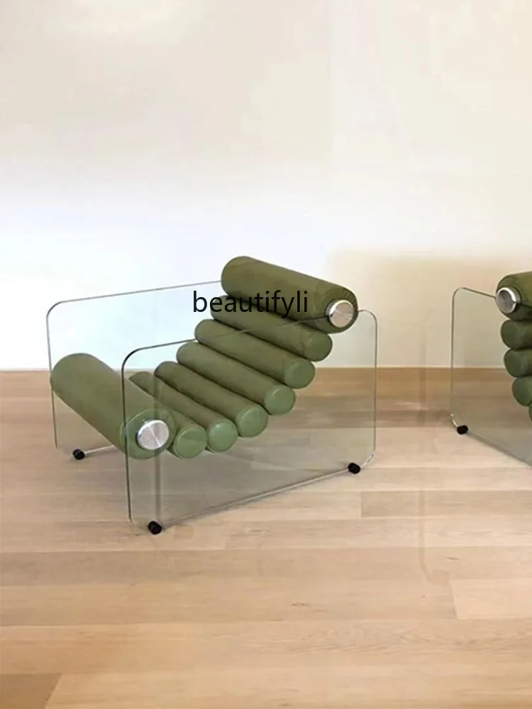 Nordic Transparentné Akrylátové Stoličky Dizajnér Jeden Voľný Čas Stoličky Svetlo Luxusné Tvorivé Kreslo