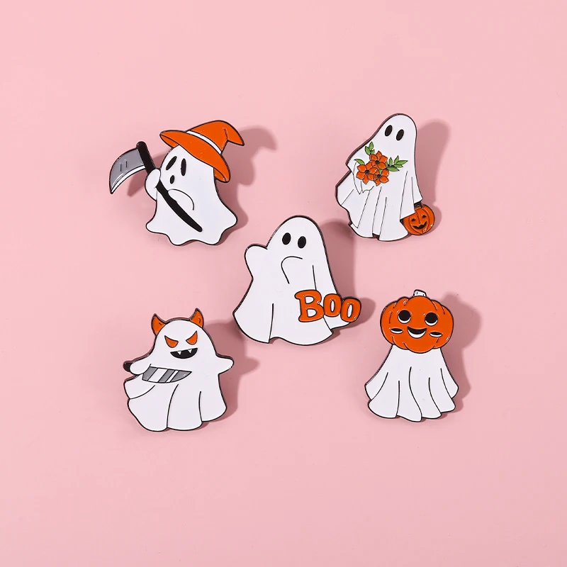 Boo ! Halloween Ghost Smalt Kolíky Roztomilý Tekvica Kladivo Kovové Odznaky, Brošne Golier Na Košeli Príslušenstvo Darčeky Pre Deti Veľkoobchod
