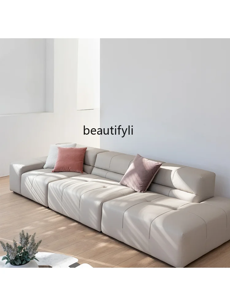 Taliansky-Style Svetlo Luxusný Kožený Gauč Prvá Vrstva Cowhide Jednoduché Moderná Obývacia Izba Zmes Nábytok, Kožená Sedačka