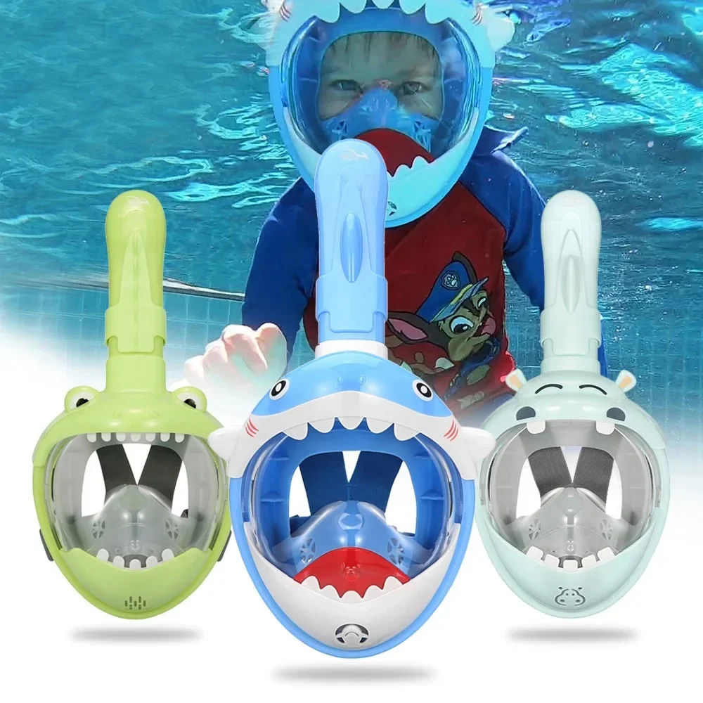 Deti Plávanie Zariadenia Snokeling Podporu Okuliare Full Face Potápačská Maska Plávať a potápať sa so Šnorchl 4~11 Rokov detské Masky