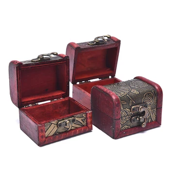 Horúce 1pc Starožitné Mini Dreva s Pokladom, Úložný Box Šperky Organizátor Box Darčeka Rakve Zámok Ploche Úložný Box Šperky Box