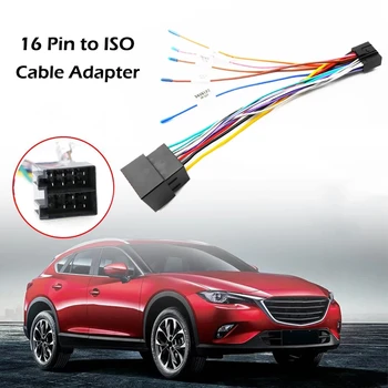 16Pin ISO kábel Kábel Adaptéra Male konektorom Pre Ženy Konektor Zapojenie Postroj Pre 2Din Rádio Auto Príslušenstvo