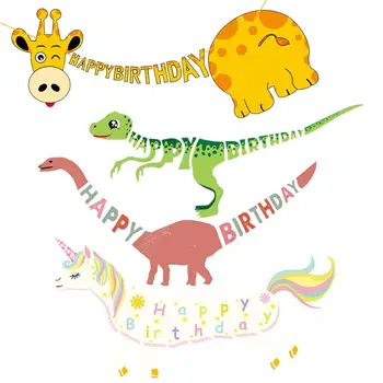 Happy Birthday Bannery Dinosaura Party Dekor Chlapci Narodeninovej Party Visí Girlandy Deti Jungle Safari Strana Navrhne Baby Sprcha