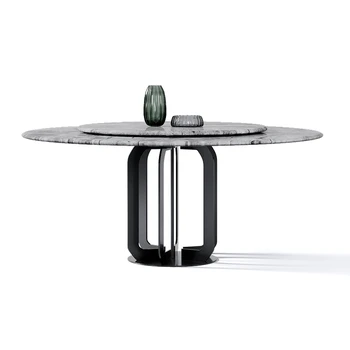 Tanier Jedálenský Stôl Moderný Minimalistický Jedálenský Stôl Domov High-End Luxusný Kamenný okrúhly Stôl Taliansko Jedálenské Stoly a Stoličky Nastaviť