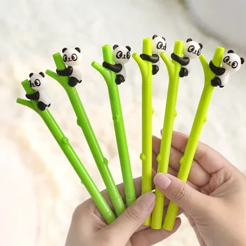 72PCS Panda Tvar Gélové Pero Bambusu Swing Podpis Pero Patentné Ceruzky Študent kancelárske potreby