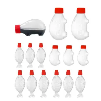 Mini Squeeze Fľaše Na Omáčky Drobné Squeeze Omáčkou Fliaš V Kreslených Tvar 15pcs Transparentné Fľaše Nastaviť Nepresakuje Pre Školy