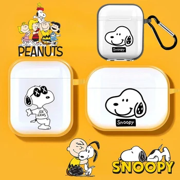 Snoopy Mäkké Priehľadné puzdro pre Apple AirPods 1 2 3 Pro Kryt Komiksu, Anime Bluetooth Headset Silikónová Slúchadlá do uší Prípade Soft Shell