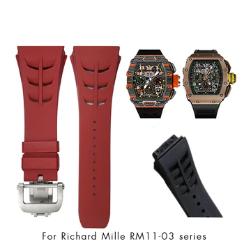 25*20 mm Gumy Watchband vhodné pre Richard Mille RM11-03M Mäkké Hodinky Remienok Skladacia Spona