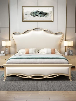 Americké luxusné masívneho dreva posteľ 1,8 m /1,5 m manželská posteľ francúzska posteľ čistá červená stuha mäkká posteľ spálňa svadobné posteľ