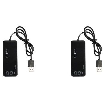 2X 3 Port USB 2.0 Hub, Externý 7.1 Ch Zvuková Karta, Slúchadlá s Mikrofónom Adaptér Pre Pc, Čierne
