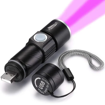 395Nm UV Svetlom Baterky Blacklight USB Nabíjateľná LED Baterka Nepremokavé Kontrolné Pet Moču Baterky Lampy