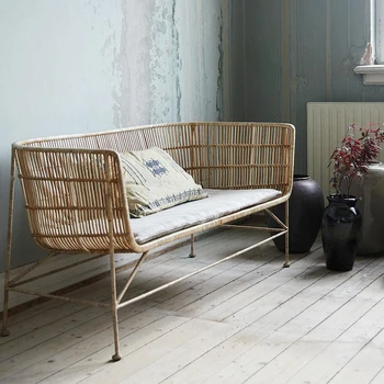 Tkanie ratanový sofa, voľný čas stoličky, balkón, ratan stoličky, dizajnér stoličky, Nordic skutočné ratan ručné,minimalistický obývacia izba