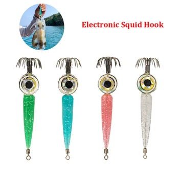 Elektronické Squid Háčik LED Svietiace Krevety Squid Nočný Rybolov Squid Prípravky Lákať Basy Návnady na Ryby Riešiť Vybavenie, Príslušenstvo