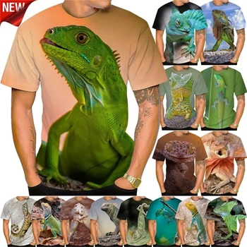New Horúce letné Predaj Lizard 3D T-shirt Módne Farby Zvierat Dizajn Tlače Osobné Harajuku Ulici Priedušná Krátke Rukáv Top