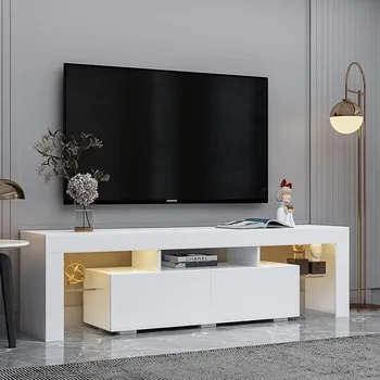Spálňa Moderné Luxusné Tv Kabinet Obývacia Izba Lesklé Médiá Konzoly Kabinetu Tabuľka pre Televízne Stojany Bielizníka Biele LED TV Stojan