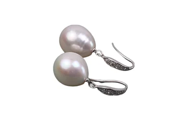 Terisa Pearl Šperky 12×13.5 mm Biela Drop-tvarované Sladkovodné Pearl Náušnice pre Ženy T-FED123