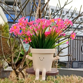Živica Kvetináč Krásne Usmievavá Tváre Navrhnuté Swing Kvetináč Univerzálny Závesné Kvetináče pre Domáce Záhradné Dekorácie