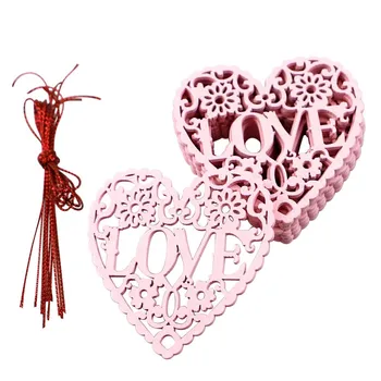 Drevo Plátky Srdce Duté Láska Disky Prírodných Remesiel DIY Valentines Day Svadobné Party Ornament Domov Izba Dekor Embellishment