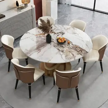 Luxusné Talianske Mierne Rock Rada Jedálenský Stôl S Gramofónu Moderný Jednoduchý Domácnosti, Jedálenský Stôl A Stoličky Zmes Nábytok