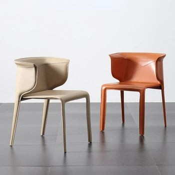Nordic sedlo kožené jedálenské stoličky domov hotelovej reštaurácii operadlo stoličky moderný minimalistický dizajnér rokovať Relaxačné kreslo