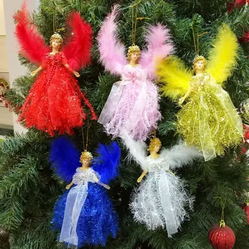 Vianočné Prívesok Anjel S Krídlami Vianočný Stromček, Závesné Dekorácie Doll Ručné Anjel Vňaťou Dovolenku Dar Domov Ozdoby