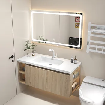 Kúpeľňový nábytok svetlo luxusná kúpeľňa kabinetu umývadlo kabinet kombinácia moderných jednoduché umývadlo, wc umývanie stola jeden