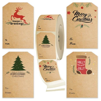 Vianočný darček Tag Vianočné Kraft Nálepky ručne písaných Vianočný Stromček Elk Štítok DIY Strany Zápisník Papier