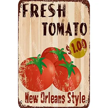 Čerstvé Paradajka New Orleans Štýle Retro Vzhľad Tin Znamení Kovu Vintage Vzhľad, Maľovanie Pre Domácu Kuchyňu, Kúpeľňu Farmy Záhrada, Garáž Stenu
