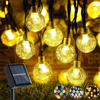 Slnečné Svetlo Vonkajšie Záhradné Dekor Vintage LED Žiarovka String Svetlá Poháňaný slnečnou Energiou pre Víla Loptu Visí Lampa Atmosféru