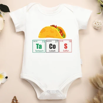 Tacos Vzor Baby Chlapci a Dievčatá Bavlnené Oblečenie Onesies Americký Štýl Harajuku Ulici Bežné Batoľa Kombinézu Mäkké Pohodlné