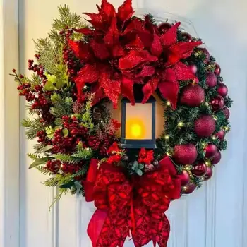Dlho-trvajúce Vianočný Dekor Vianočný Strom Dekorácie Luk Vianočné Kvet Žiariace Veniec Slávnostné Predné Dvere Vnútorné