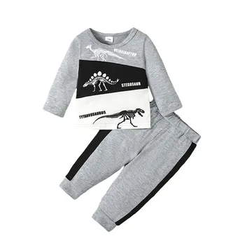 Baby Boy Šaty, Oblečenie Jeseň Zima Dinosaura Tlač Tepláková Súprava Mikina S Dlhým Rukávom Nohavíc Sady
