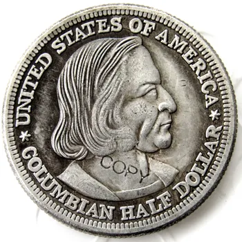 NÁS 1892 1893 Kolumbijskej Pol Dolára Strieborné Pozlátené Kópiu Mince