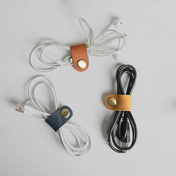 1 Ks Kožené Slúchadlá Drôt, Kábel USB Kábel Winder Organizátor Drôt Skladovanie Klipy Slúchadlá Kábel Myši Riadenia Organizátor