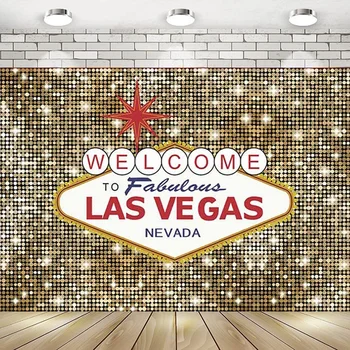 Casino Fotografie Pozadie Narodeninovej Party Dekor Vitajte V Las Vegas Rozprávkové Poker Film Zlato Prom Kostým Pozadí Banner