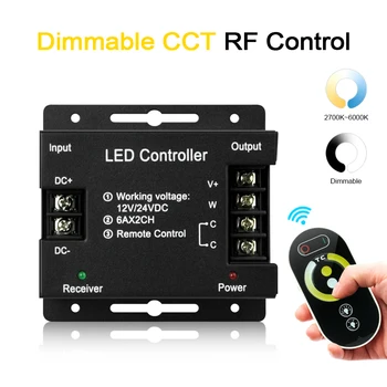 CCT RF Controller Remote Touch Ovládania CCT KLASU Pásy Stmievač pre 12V/24V CCT WW/CW jednofarebné Led Pásy Svetla
