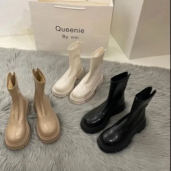 2022 Nové Topánky Platformu Ženy Topánky Kolo Prst na Zips, Jar, Jeseň Fashion Členok Žena Botines De Mujer Chelsea Boots bottines