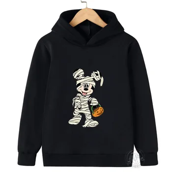 Detské kapucí dlho puzdre tričko Karikatúra tlače Graffiti Mickey Minnie jar, Jeseň, športové oblečenie, pánske a dámske topy každodenné