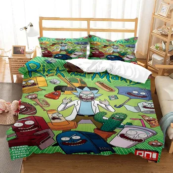Detské obliečky Rick cartoon HD vytlačené posteľná bielizeň Kráľovná posteľná bielizeň nastaviť Prispôsobené King size postelí nastaviť Mäkké a pohodlné